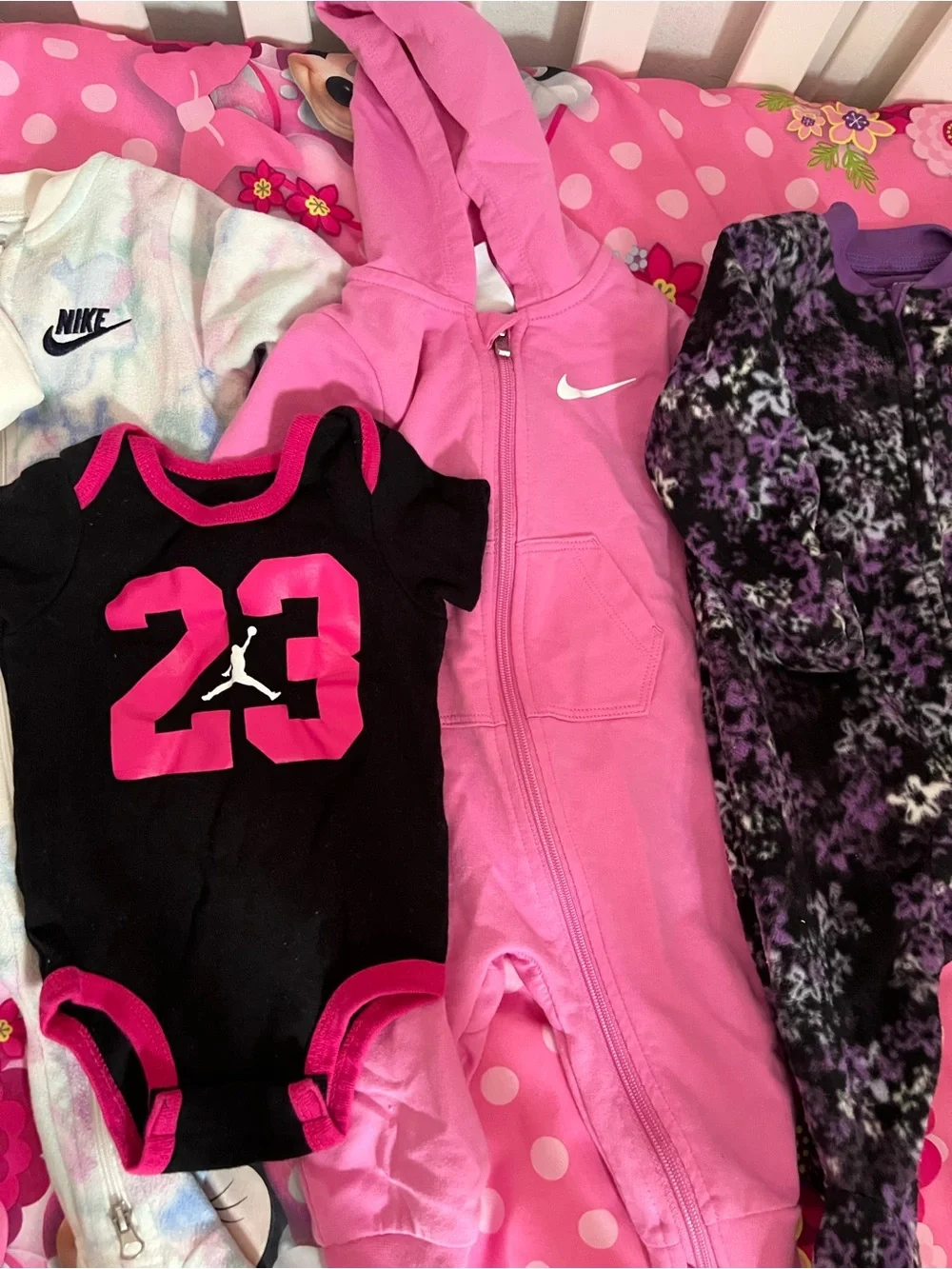 Nike Kids Mixed-Color Sleepwear Set with White, Pink, Black and Purple